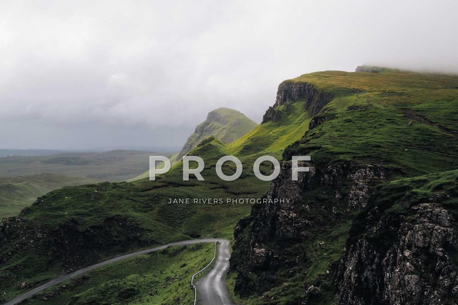 The same hillside photo with a large PROOF watermark in the middle