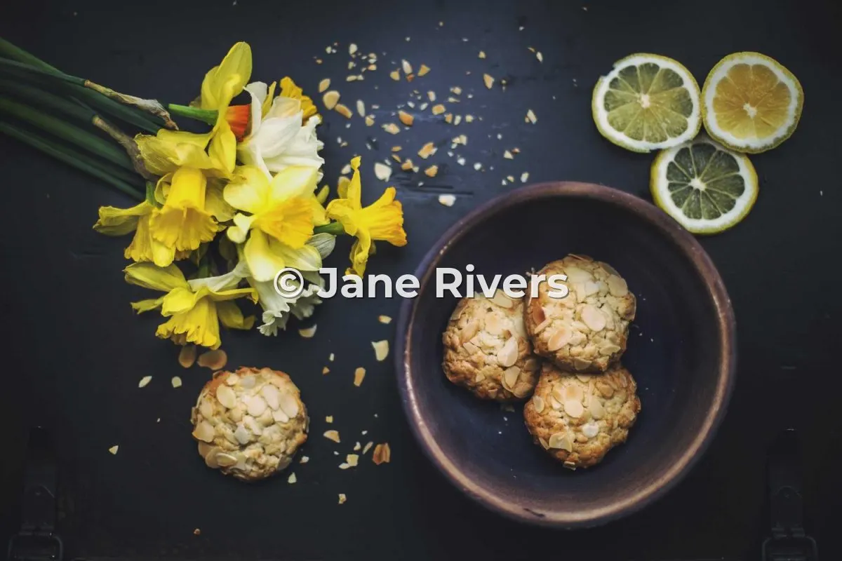 The flat lay photo with a text watermark reading © Jane Rivers