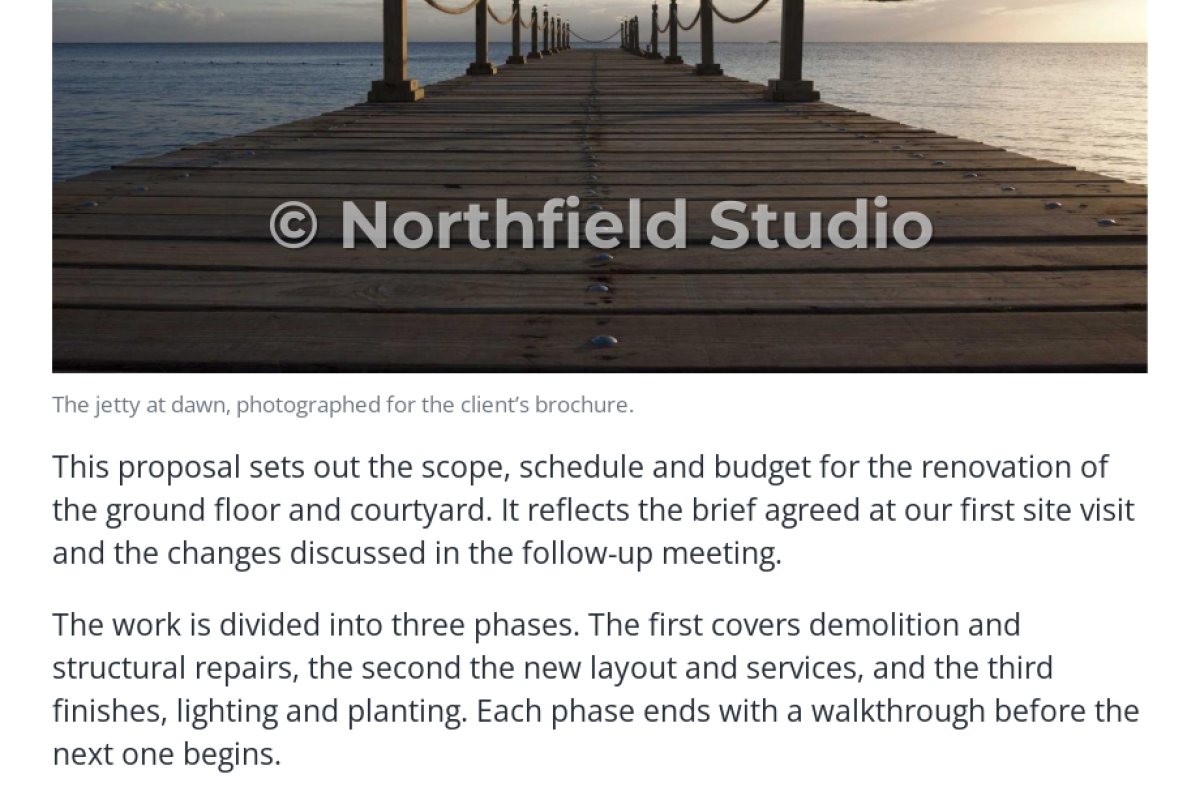 The same portfolio page with the watermark placed across the photo