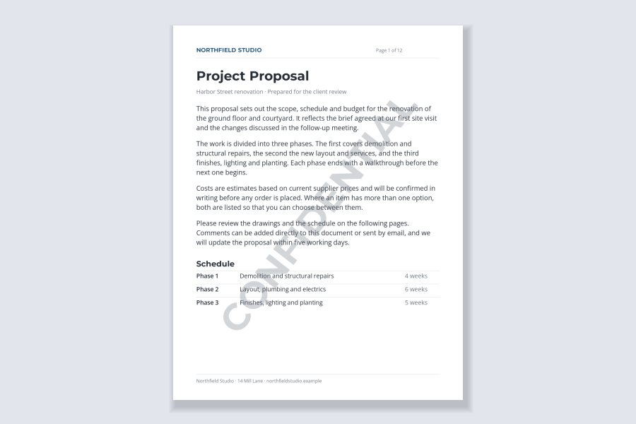 A page with a large faint diagonal CONFIDENTIAL watermark