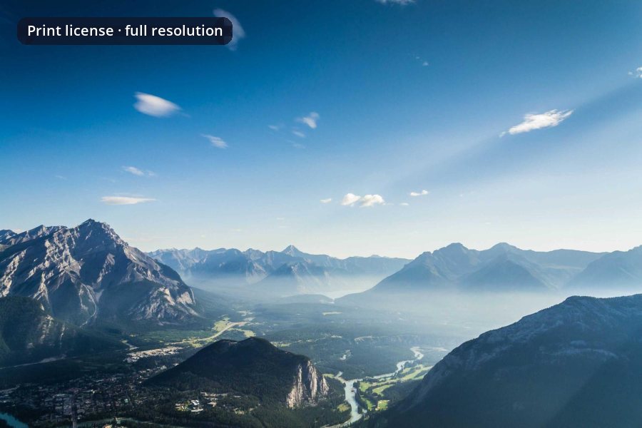 The same mountain valley photo labeled Print license, full resolution