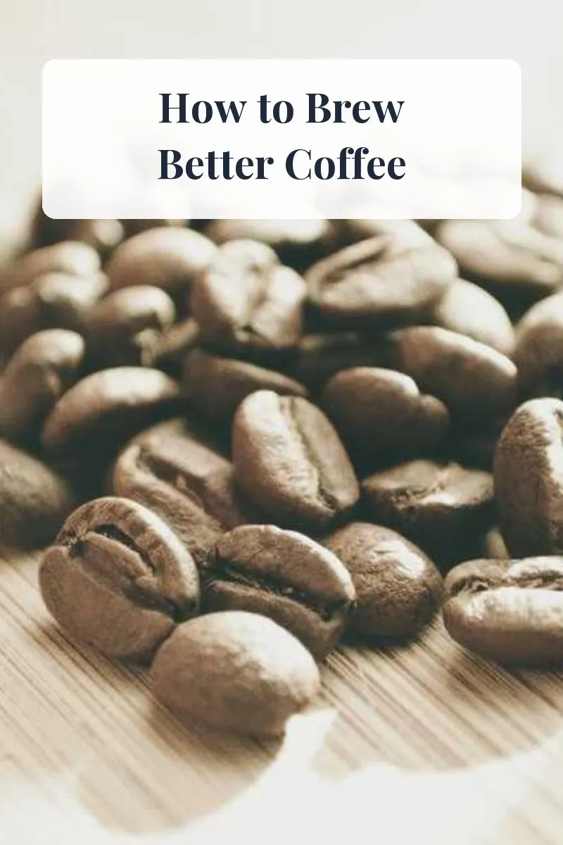 A coffee beans pin with a How to Brew Better Coffee title band and no website