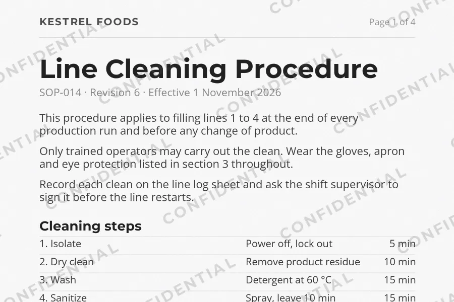 The page with a mid gray watermark printed in grayscale, where the repeating CONFIDENTIAL mark is still clearly visible