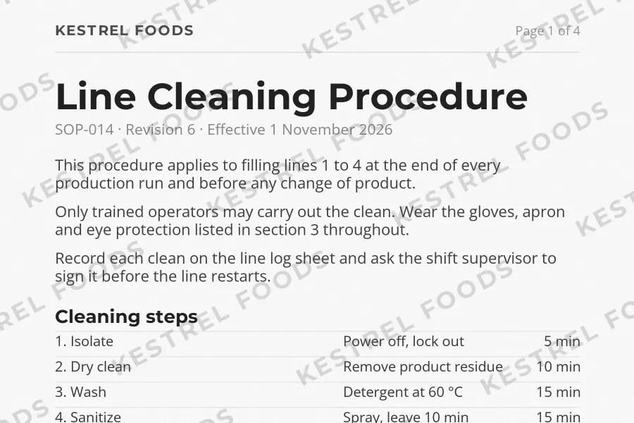 A simulated printout of the page with a 20% gray watermark, clearly visible behind readable text