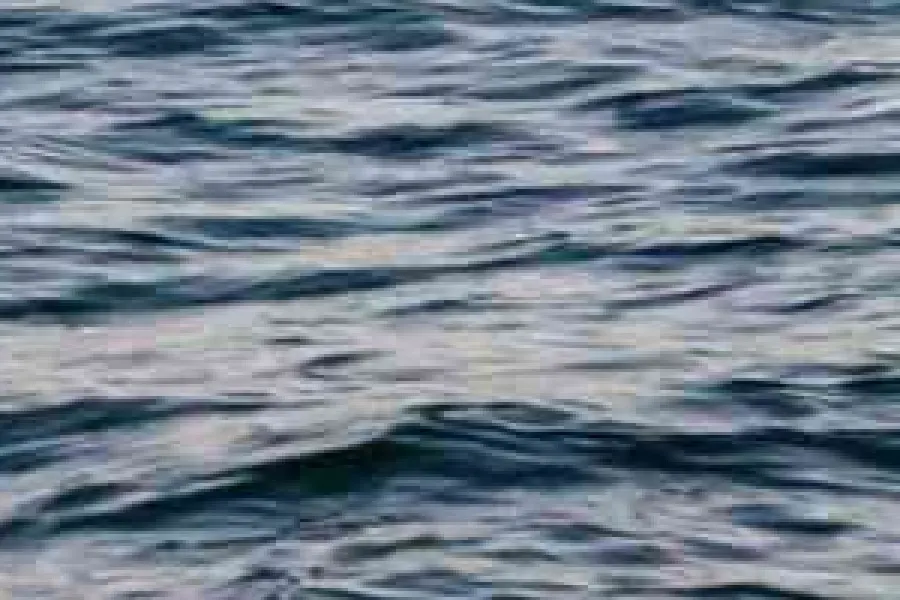 Enlarged crop of water saved at JPEG quality 30, with visible blocky compression