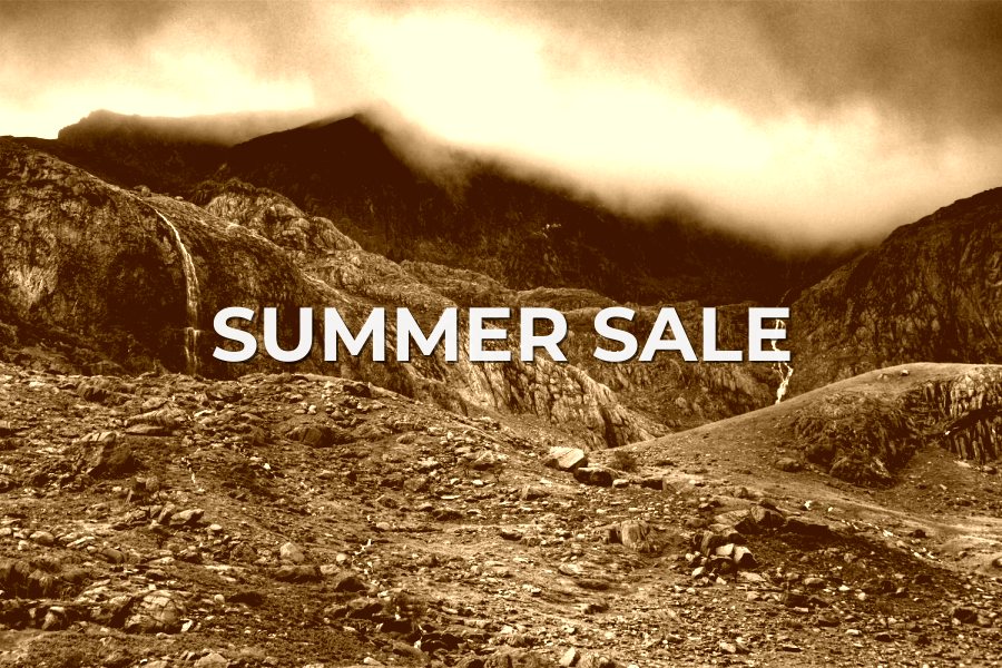 The same photo recolored sepia with SUMMER SALE text across it