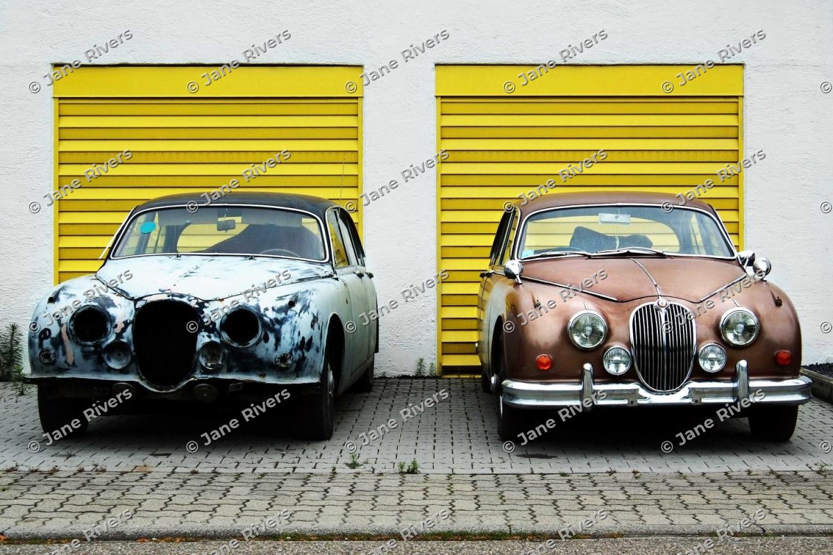 The same photo with white tiled watermarks that have a soft shadow and stay visible on the wall