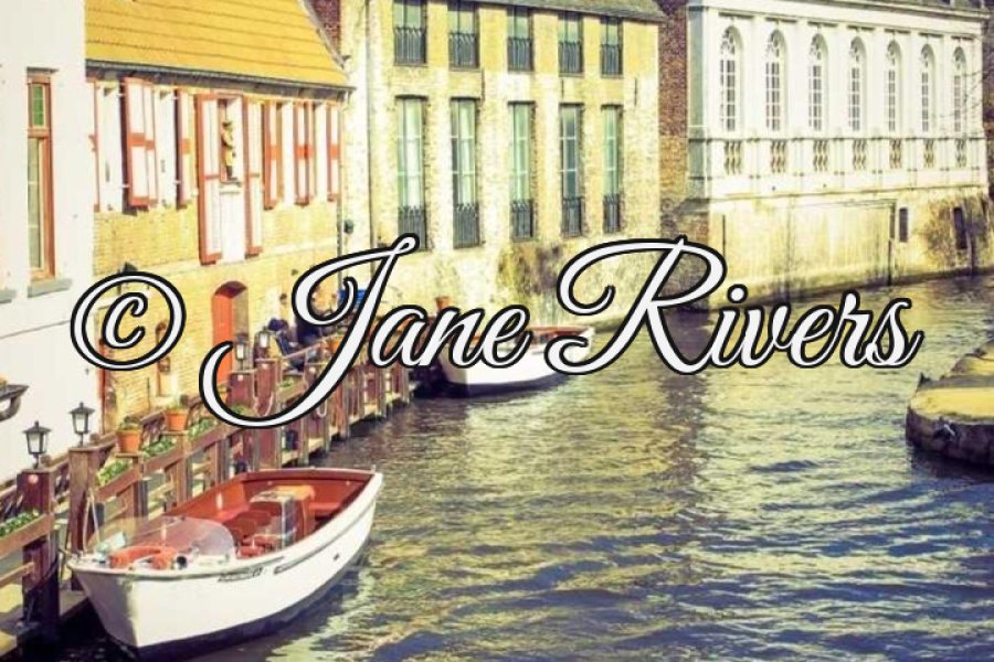 The script watermark on the canal scene with a dark outline around each letter